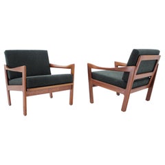 Set of Two Rare Mid Century Armchairs, Illum Wikkelsø, Niels Eilersen, Denmark 