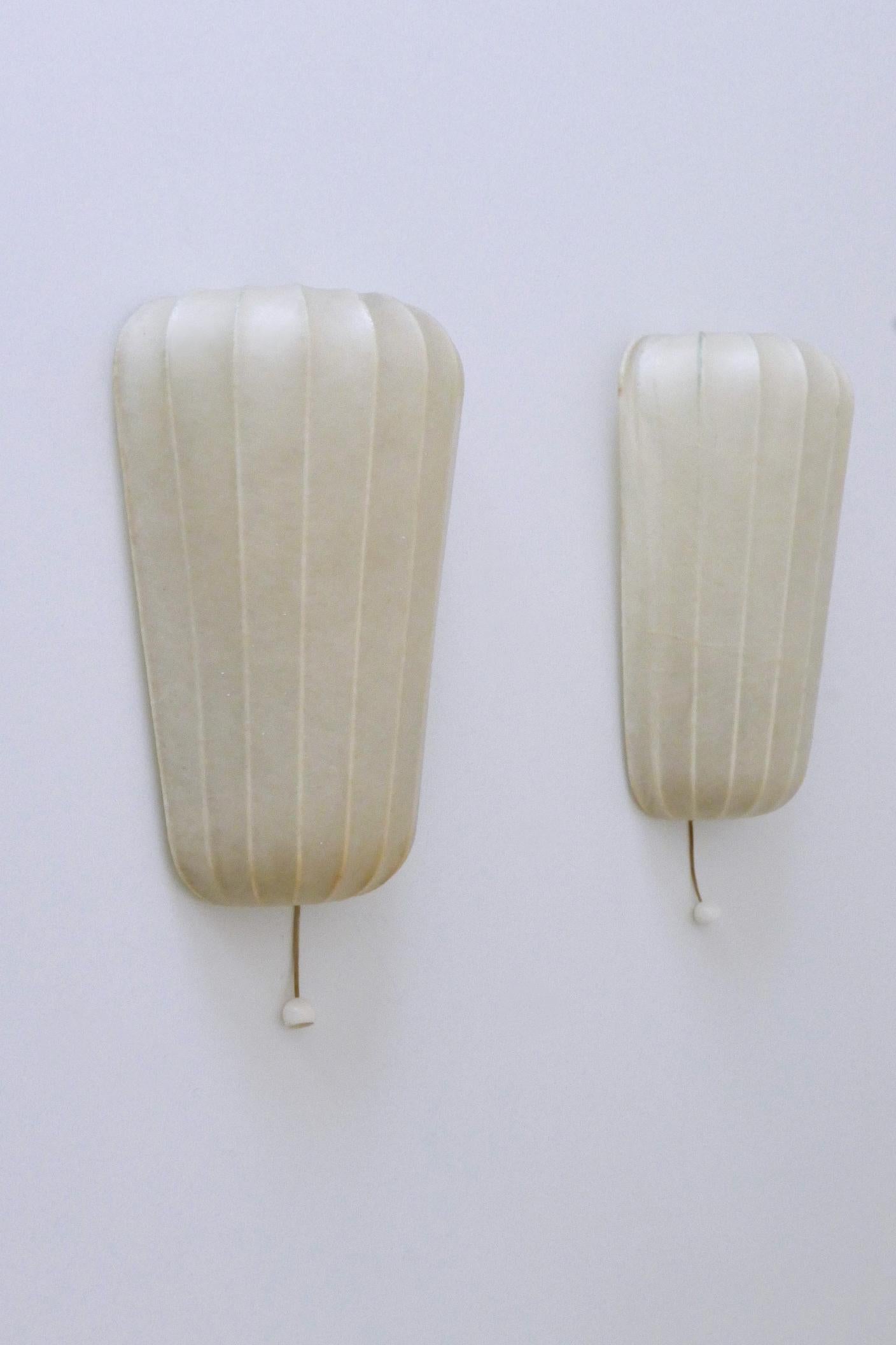 Set of Two Rare Mid Century Cocoon Sconces by Friedel Wauer for Goldkant Germany im Angebot 8