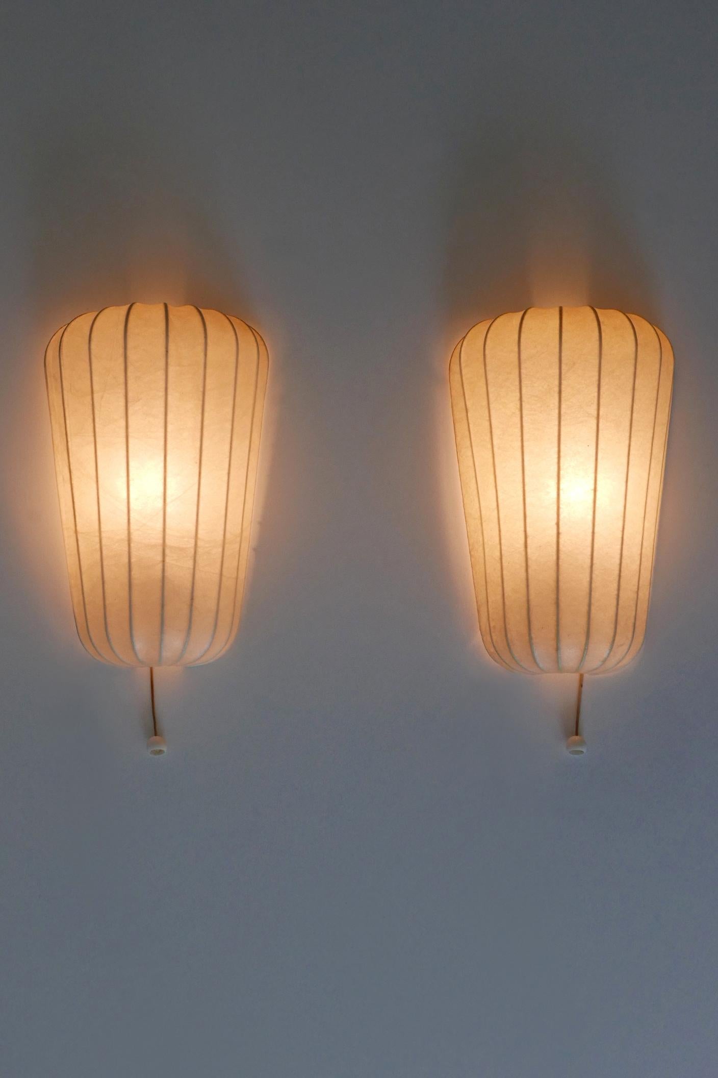 Set of Two Rare Mid Century Cocoon Sconces by Friedel Wauer for Goldkant Germany im Angebot 12