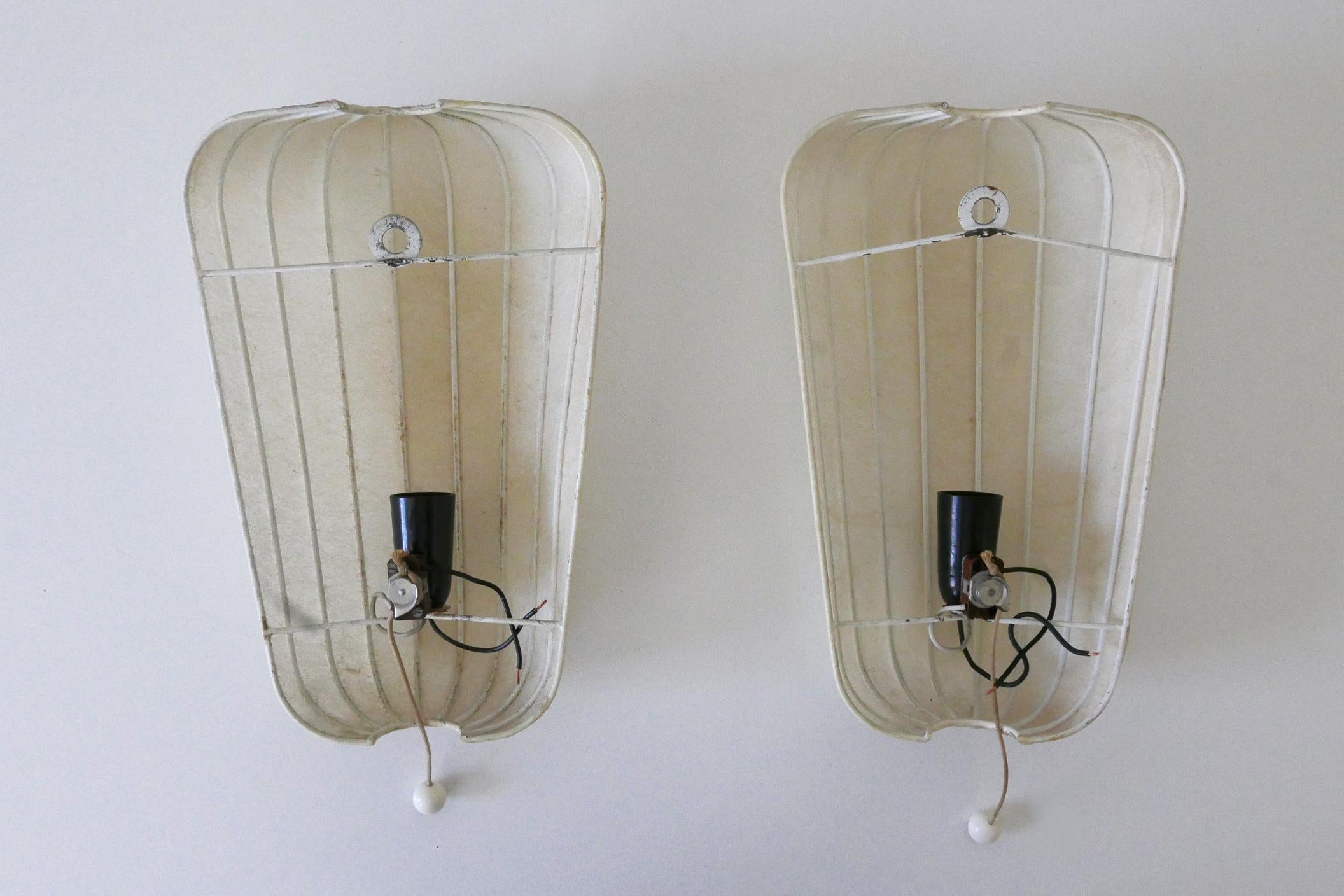 Set of Two Rare Mid Century Cocoon Sconces by Friedel Wauer for Goldkant Germany im Angebot 13