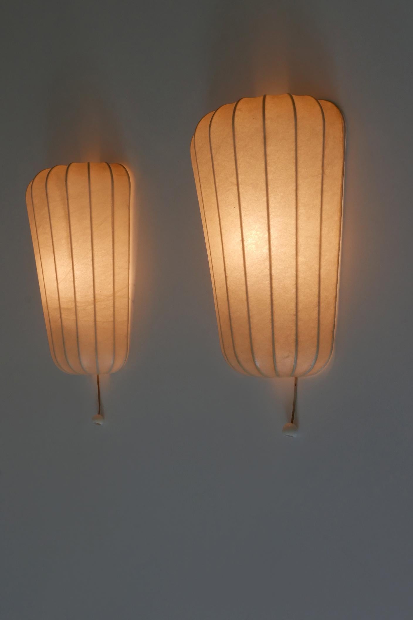 Set of Two Rare Mid Century Cocoon Sconces by Friedel Wauer for Goldkant Germany (Deutsch) im Angebot