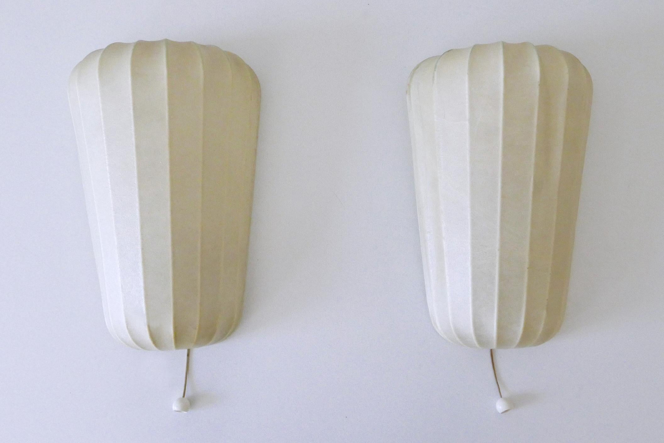 Set of Two Rare Mid Century Cocoon Sconces by Friedel Wauer for Goldkant Germany im Angebot 1