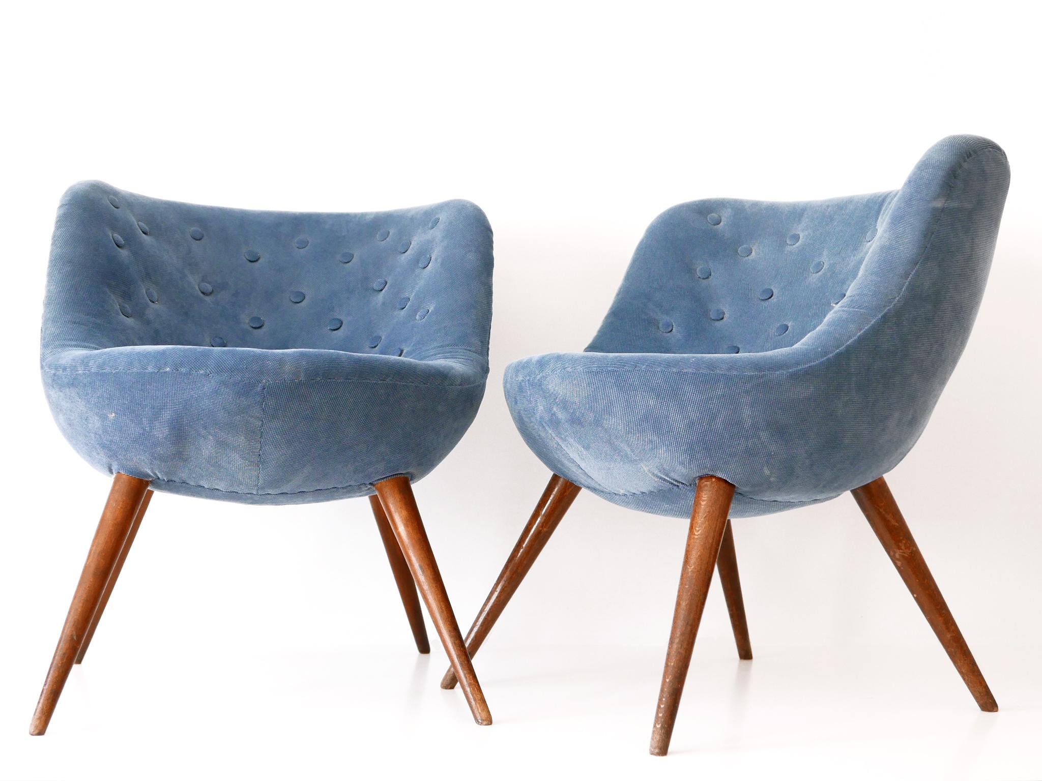 Mid-Century Modern Set of Two Rare Mid-Century Easy Chairs by Fritz Neth for Correcta Germany 1950s For Sale