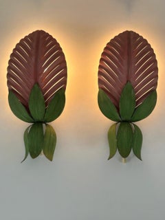 Satz von zwei seltenen floralen Wandleuchtern aus der Jahrhundertmitte von Holländer Leuchten Deutschland 1970er Jahre