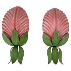 Satz von zwei seltenen floralen Wandleuchtern aus der Jahrhundertmitte von Holländer Leuchten Deutschland 1970er Jahre
