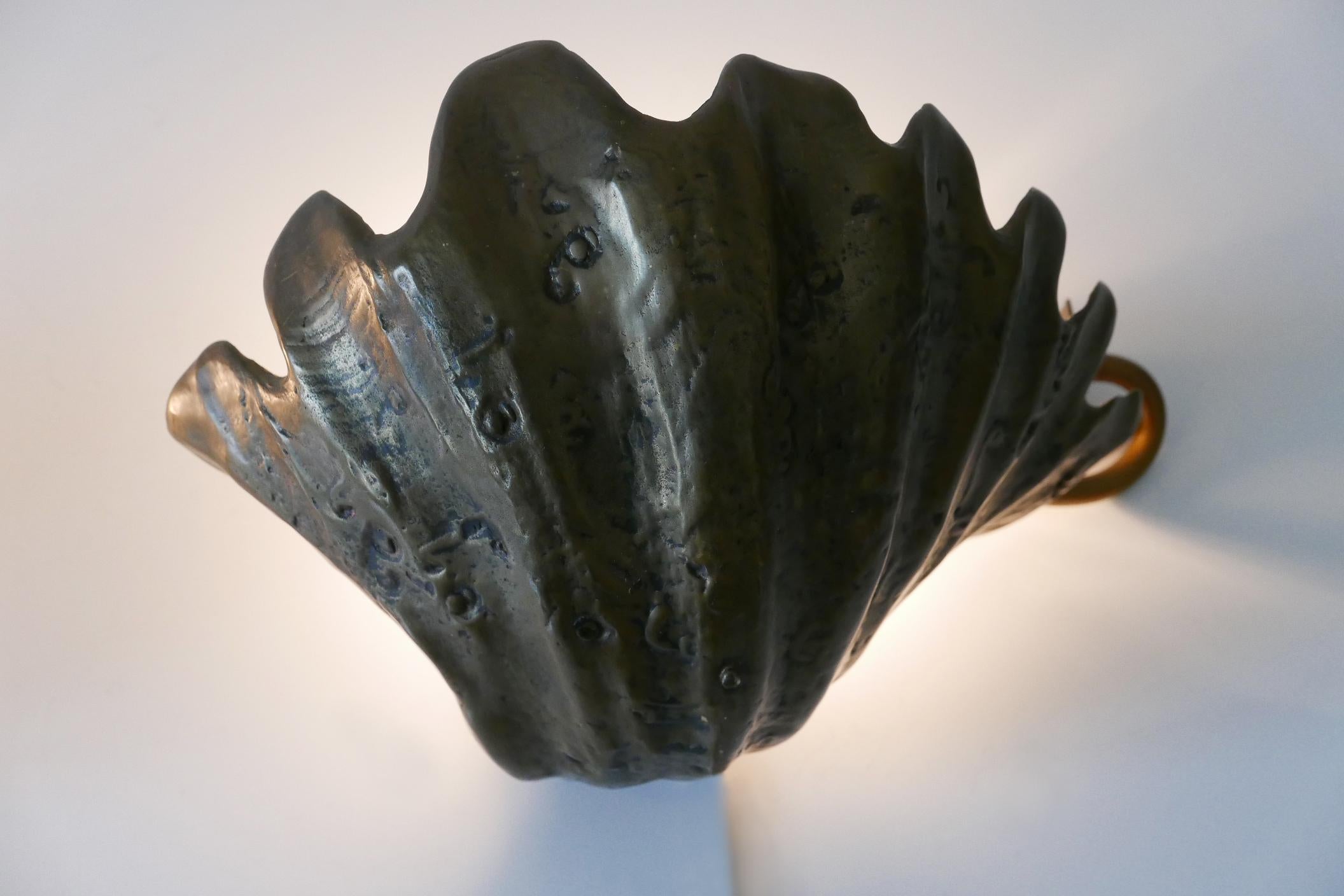 Set of Two Rare Mid Century Modern Cast Bronze Sea Shell Sconces Germany 1960s For Sale 5
