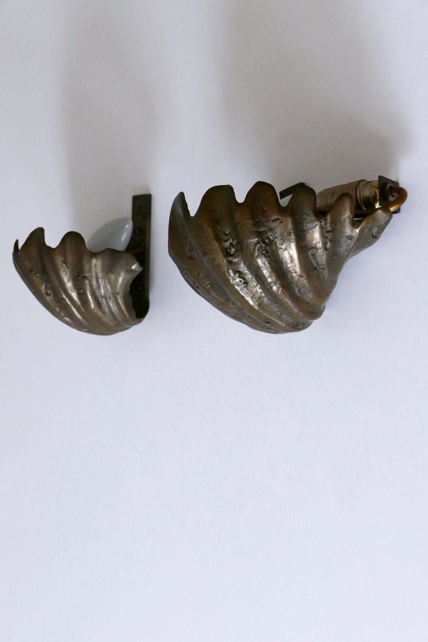 Set of Two Rare Mid Century Modern Cast Bronze Sea Shell Sconces Germany 1960s For Sale 6