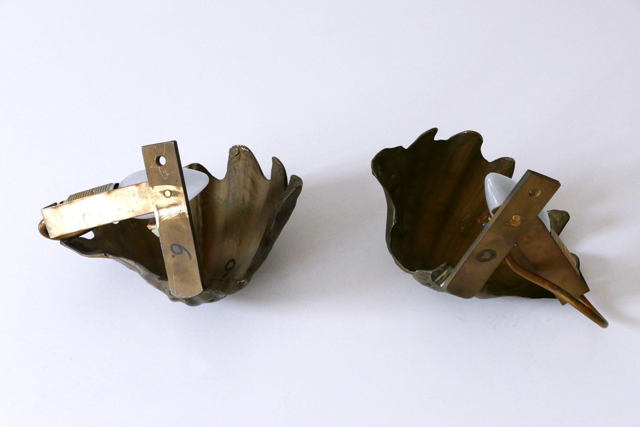 Set of Two Rare Mid Century Modern Cast Bronze Sea Shell Sconces Germany 1960s For Sale 12