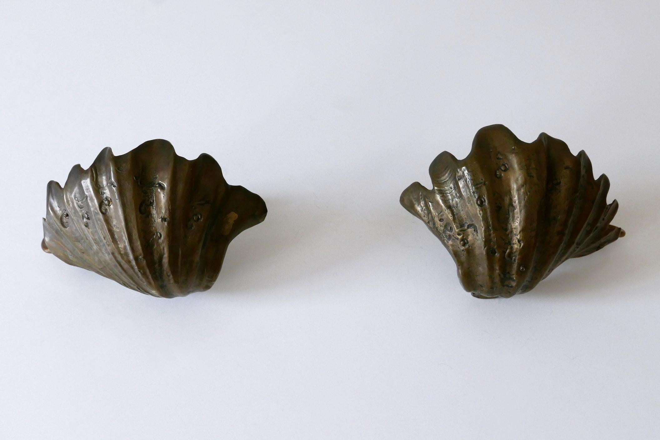 Mid-Century Modern Set of Two Rare Mid Century Modern Cast Bronze Sea Shell Sconces Germany 1960s For Sale