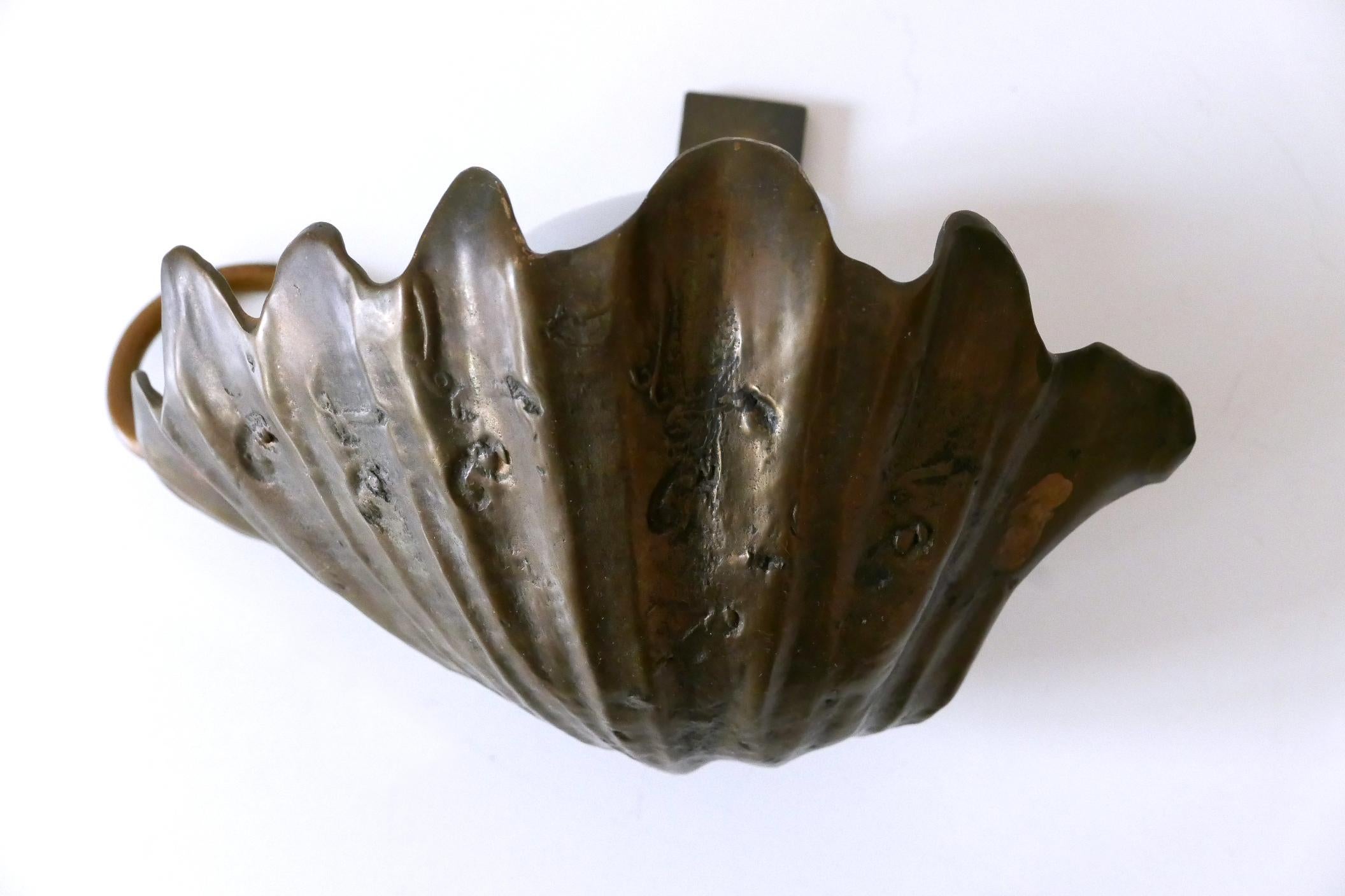 Set of Two Rare Mid Century Modern Cast Bronze Sea Shell Sconces Germany 1960s For Sale 1