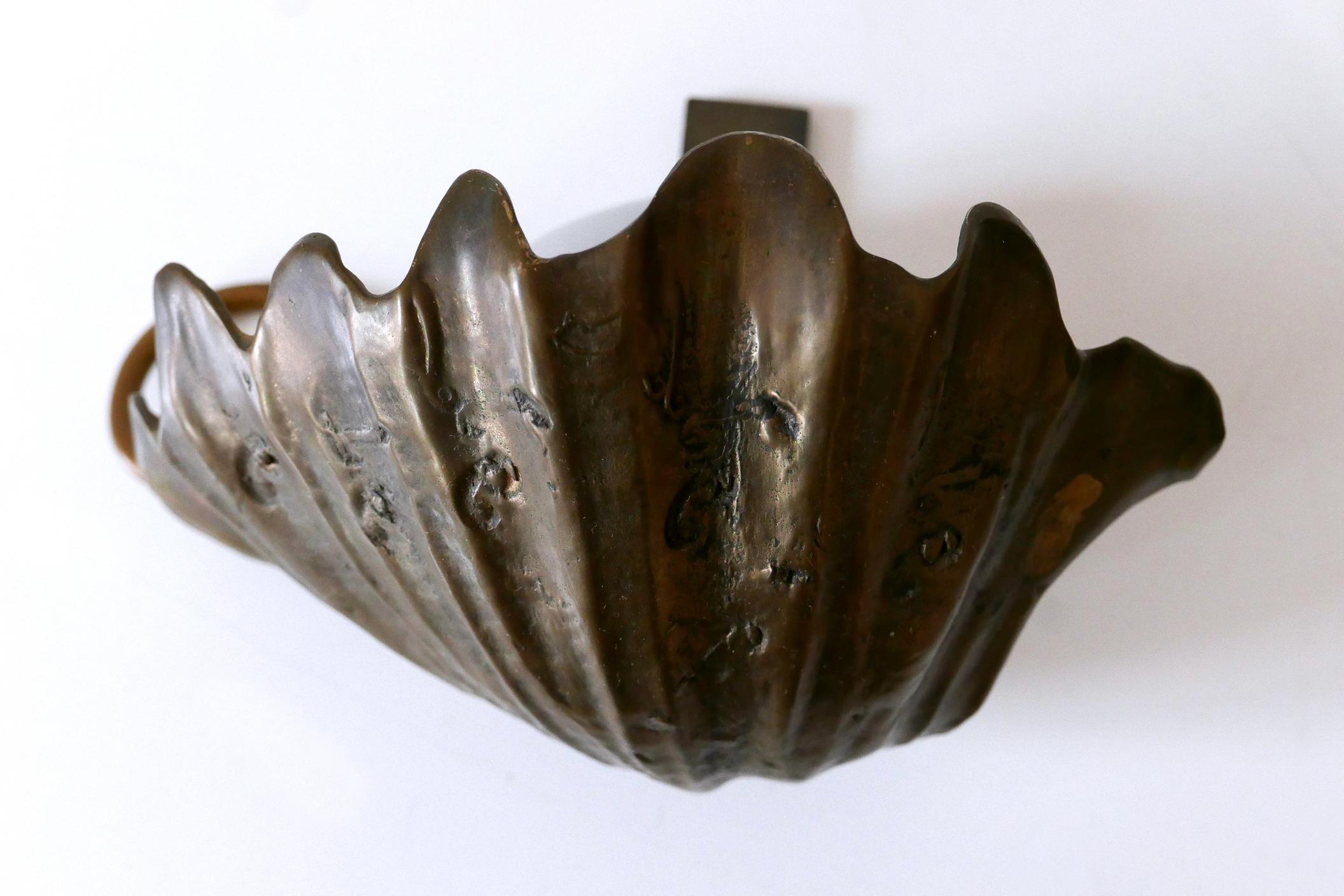 Set of Two Rare Mid Century Modern Cast Bronze Sea Shell Sconces Germany 1960s For Sale 2