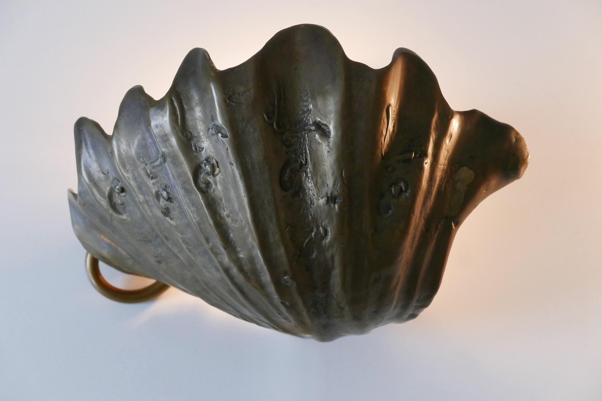 Set of Two Rare Mid Century Modern Cast Bronze Sea Shell Sconces Germany 1960s For Sale 3