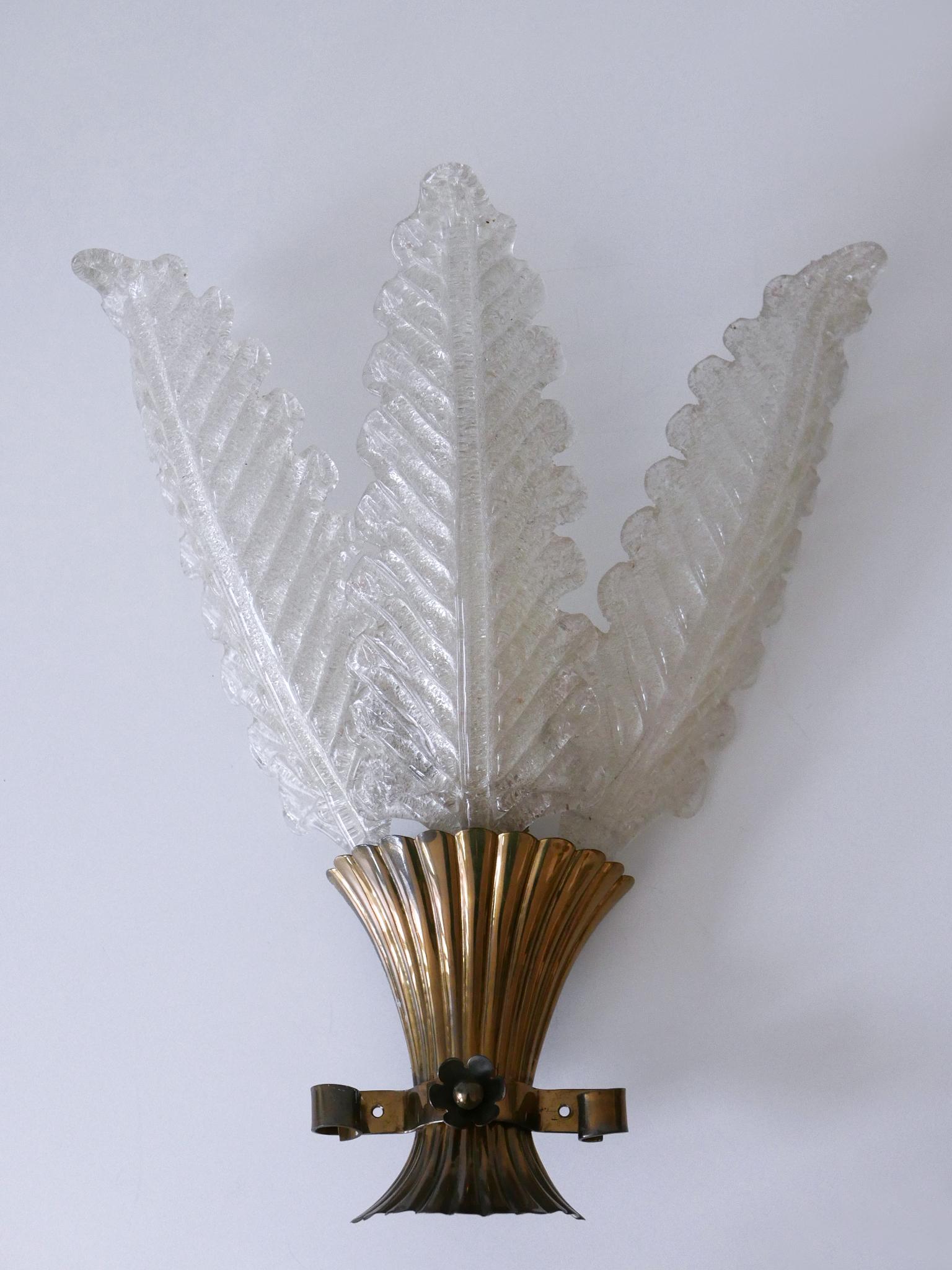 Set di due rare lampade in vetro di Murano della metà del secolo scorso di Barovier&Toso in vendita 4