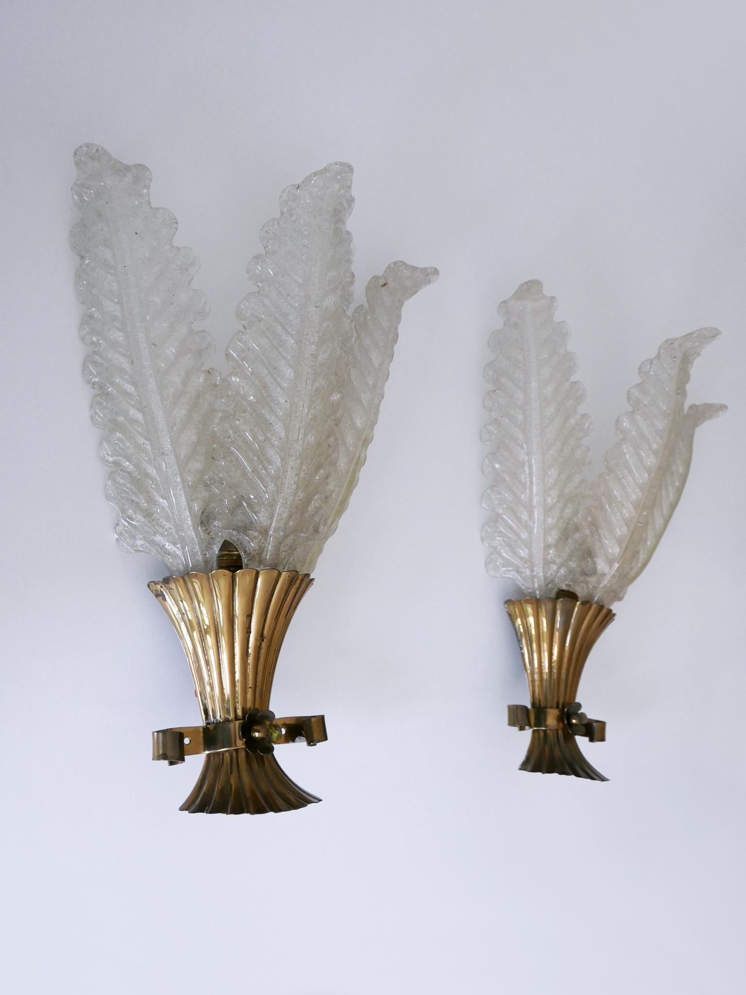Set di due rare lampade in vetro di Murano della metà del secolo scorso di Barovier&Toso in vendita 6
