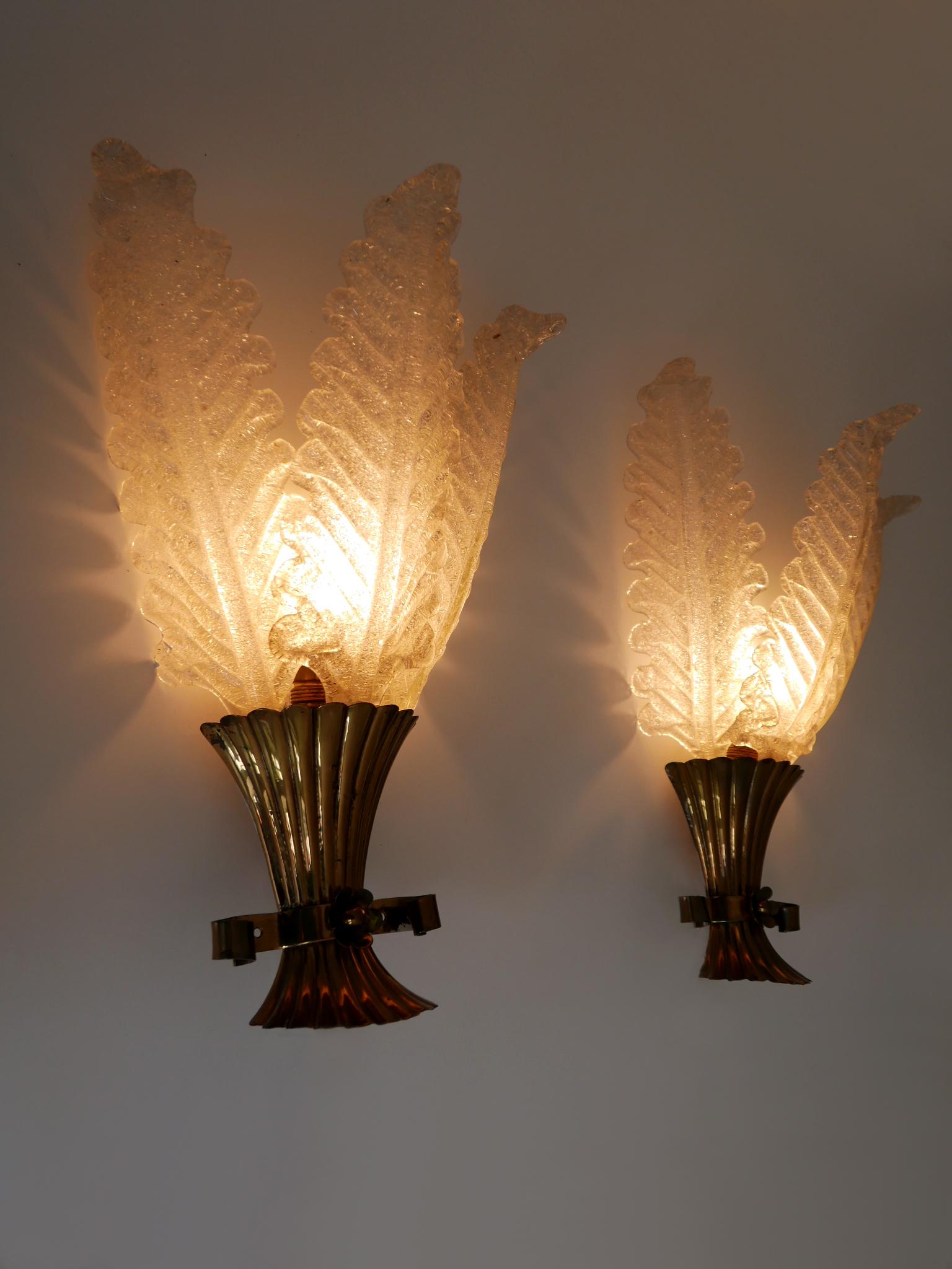 Set di due rare lampade in vetro di Murano della metà del secolo scorso di Barovier&Toso in vendita 7