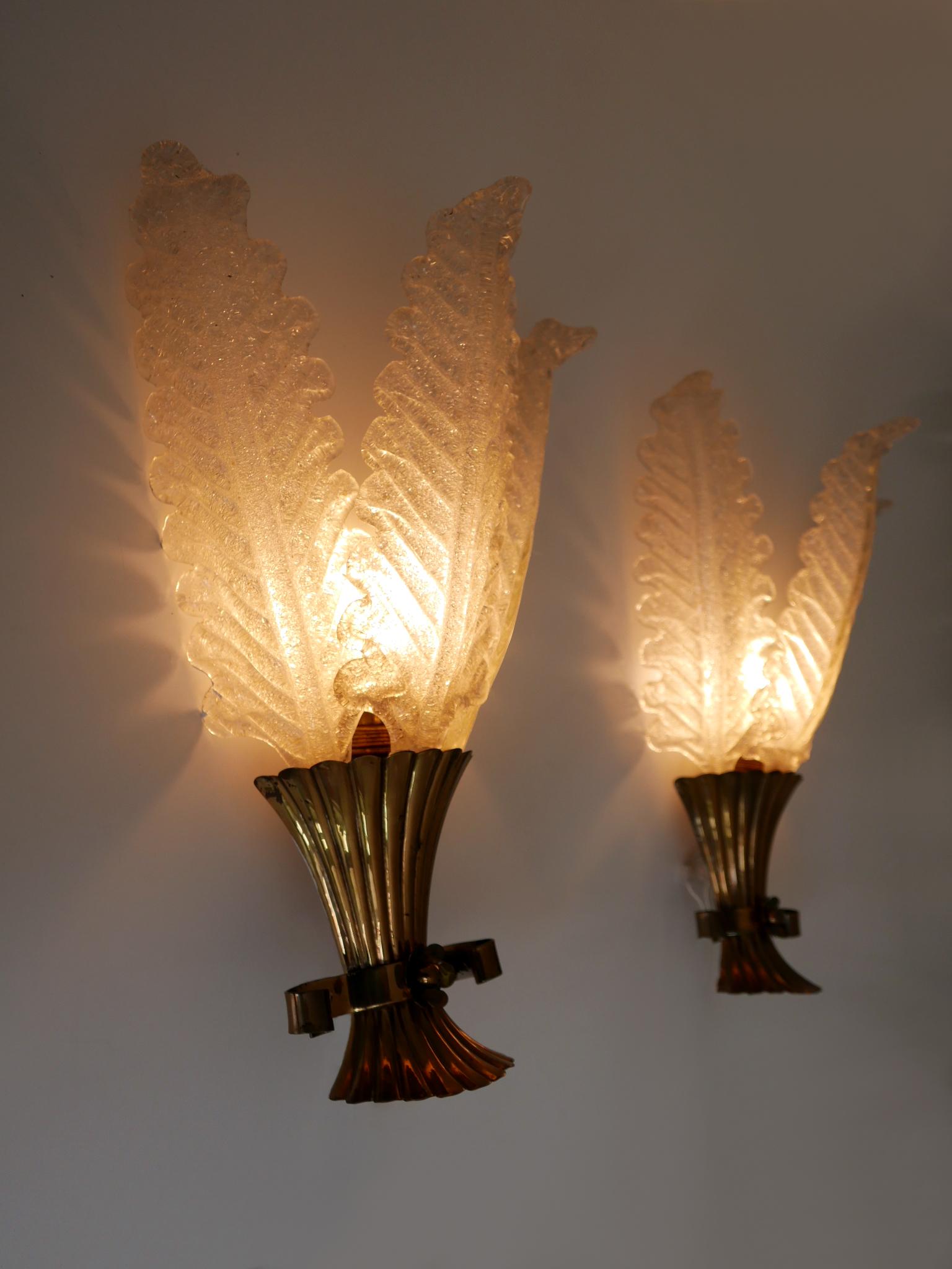 Set di due rare lampade in vetro di Murano della metà del secolo scorso di Barovier&Toso in vendita 8