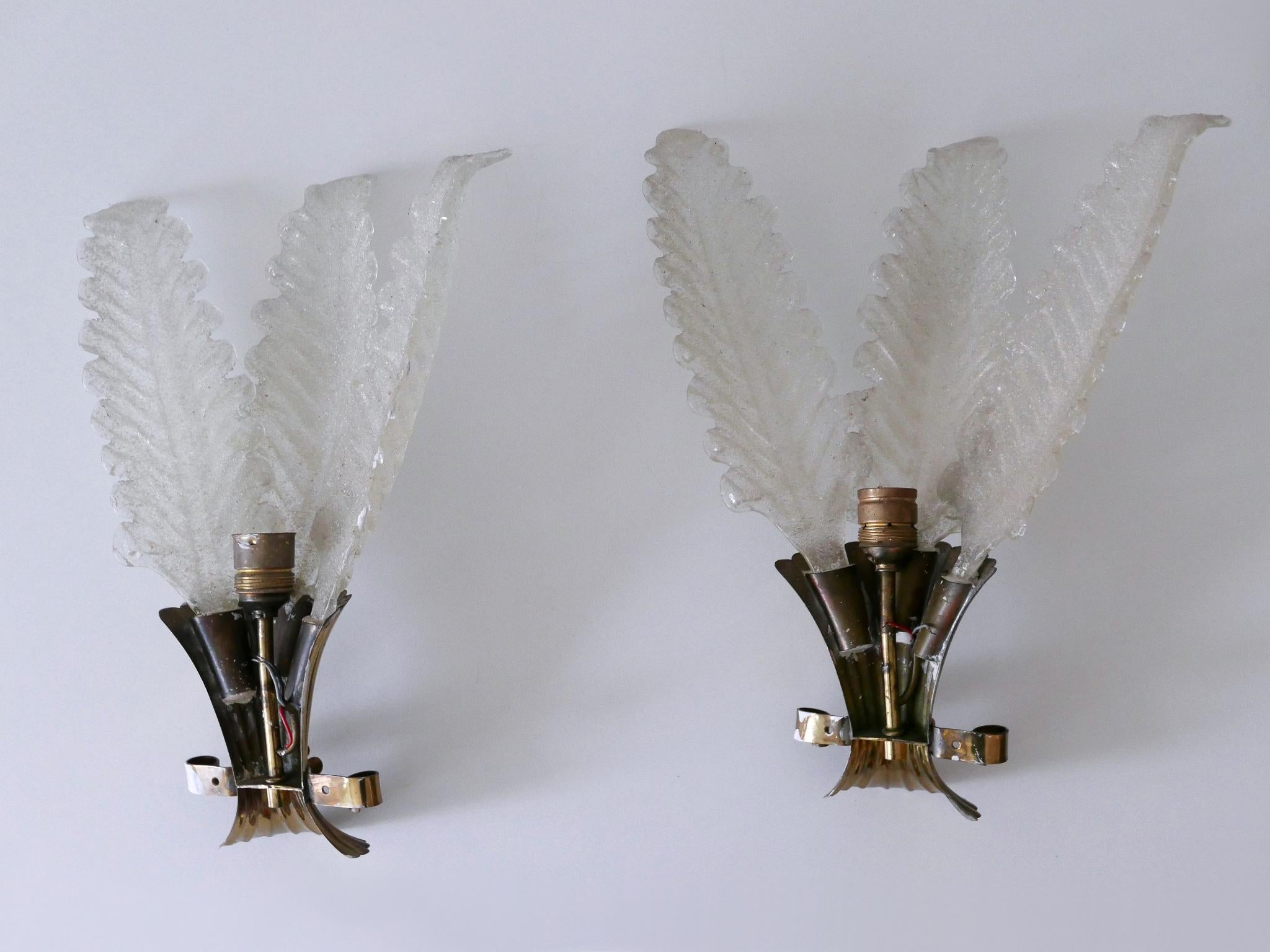 Set di due rare lampade in vetro di Murano della metà del secolo scorso di Barovier&Toso in vendita 11
