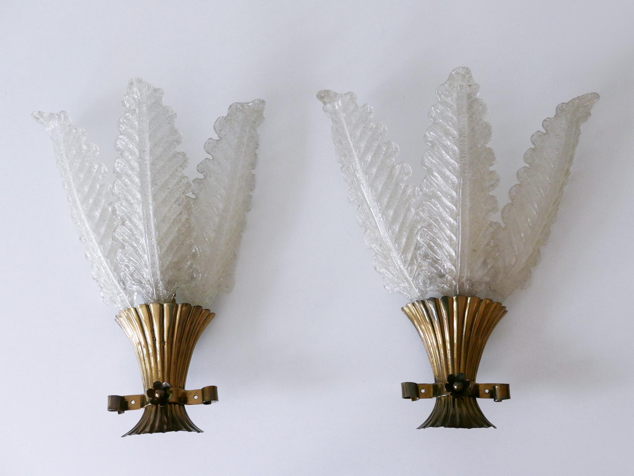 Mid-Century moderno Set di due rare lampade in vetro di Murano della metà del secolo scorso di Barovier&Toso in vendita