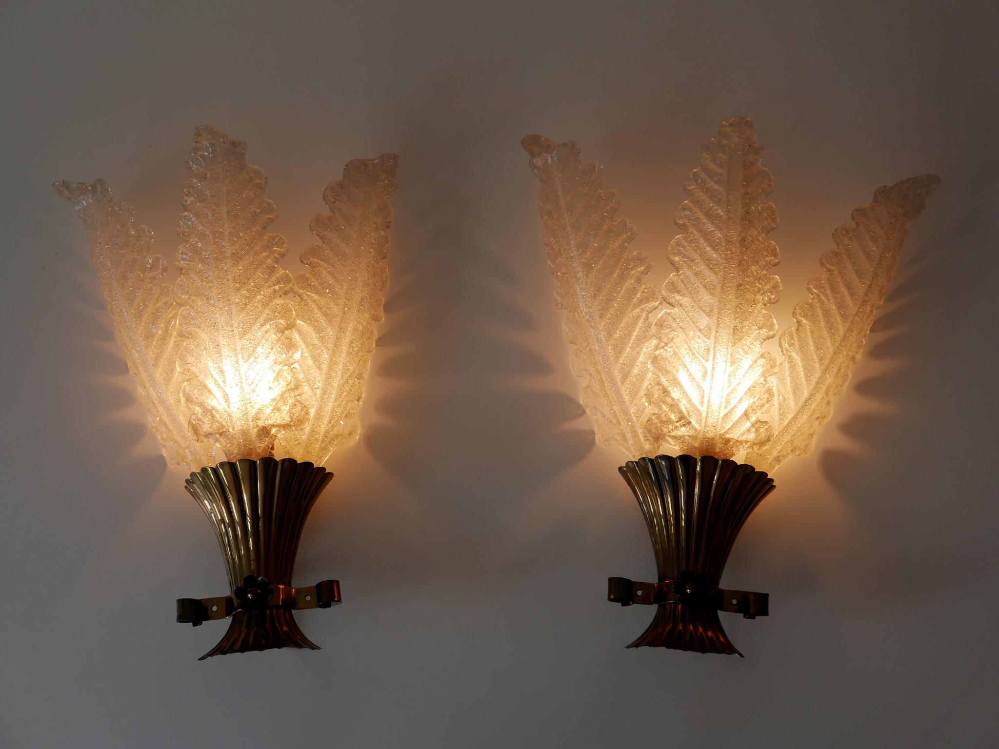 Italiano Set di due rare lampade in vetro di Murano della metà del secolo scorso di Barovier&Toso in vendita