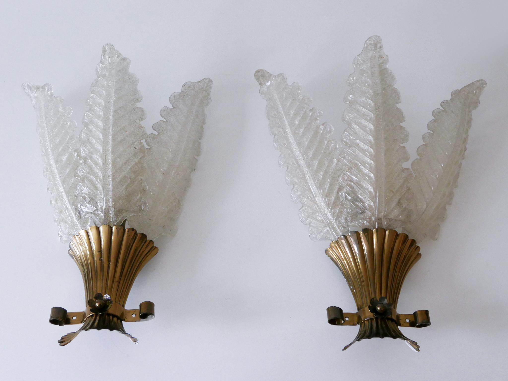 Set di due rare lampade in vetro di Murano della metà del secolo scorso di Barovier&Toso In condizioni buone in vendita a Munich, DE