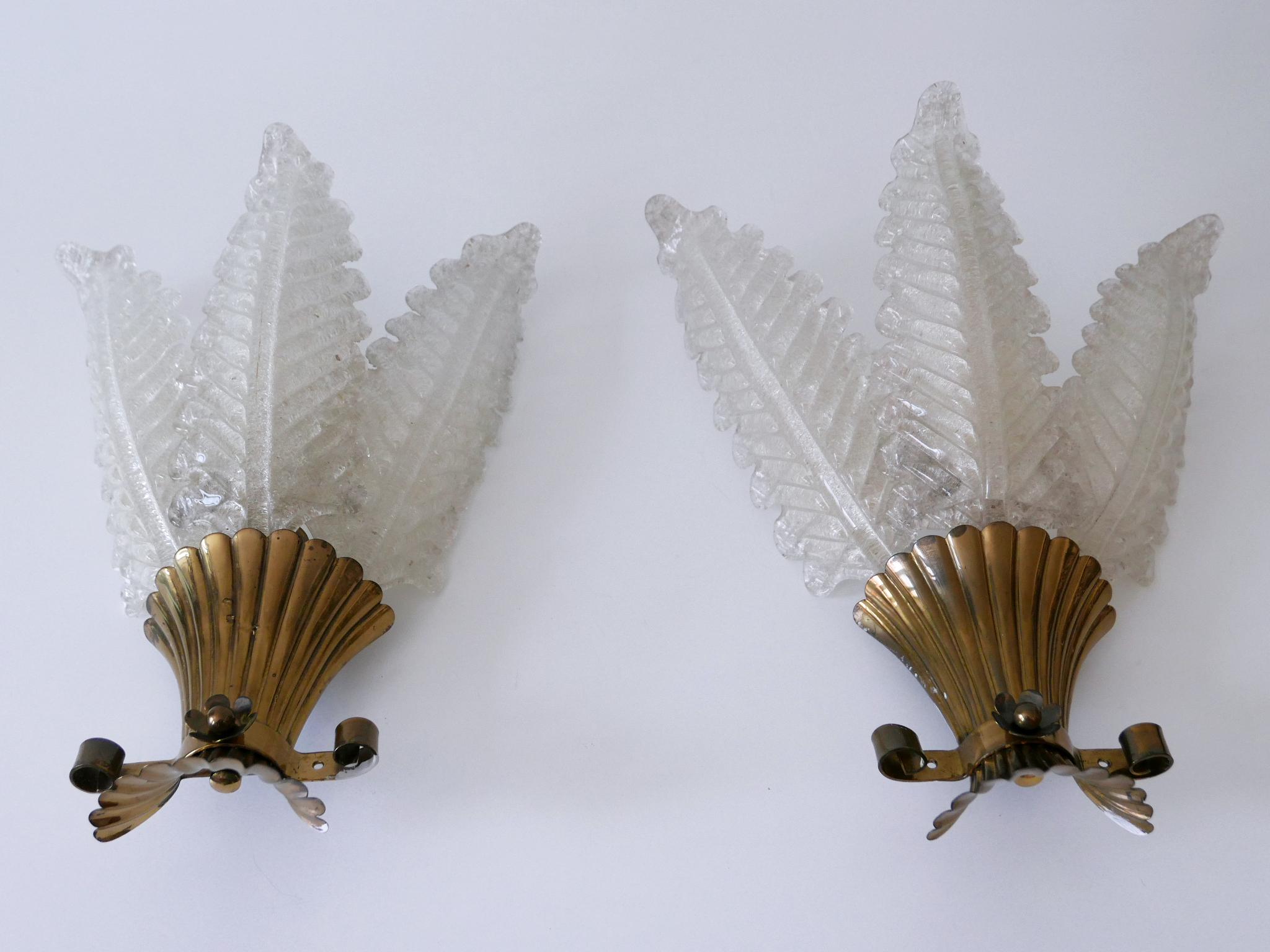Set di due rare lampade in vetro di Murano della metà del secolo scorso di Barovier&Toso in vendita 1