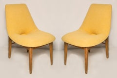 Set of Two Rare Mid Century Yellow Shell Chairs, H. Lachert, Europe, 1960s