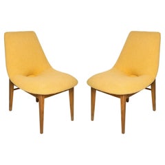 Vintage Set of Two Rare Mid Century Yellow Shell Chairs, H. Lachert, Europe, 1960s