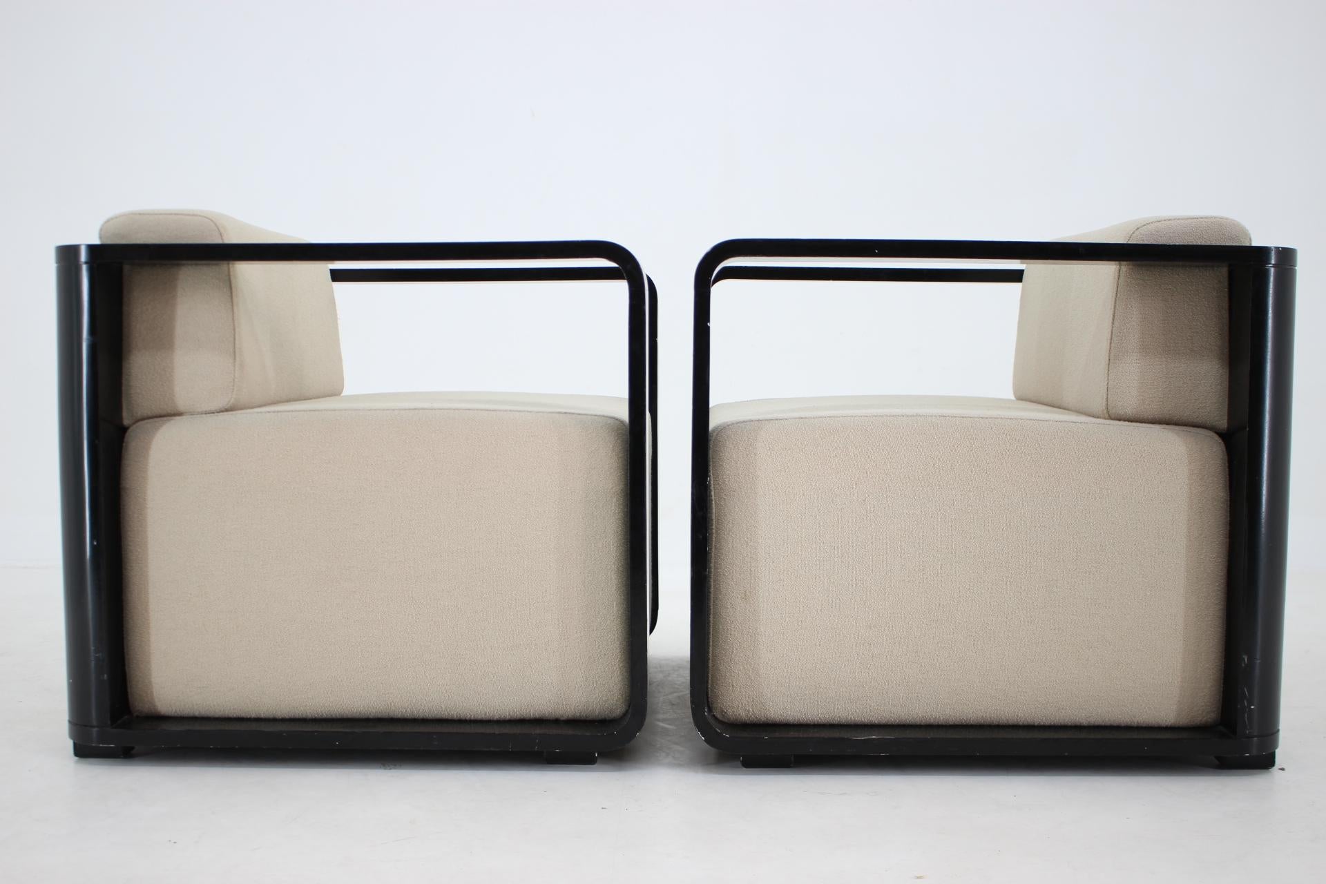 Lacquered Set of Two Rare Midcentury Armchairs, Italy, 1970s