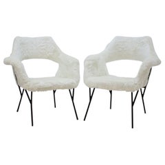 Set of Two Rare Midcentury Lounge Chairs, Czechoslovakia