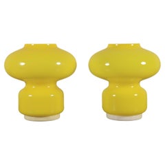 Set aus zwei seltenen Tischlampen von VeArt, Italien, gelbes Glas, 1970er Jahre