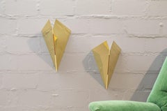 Set di due rare lampade da parete vintage in metallo dorato di Egoluce, Italia, anni '60