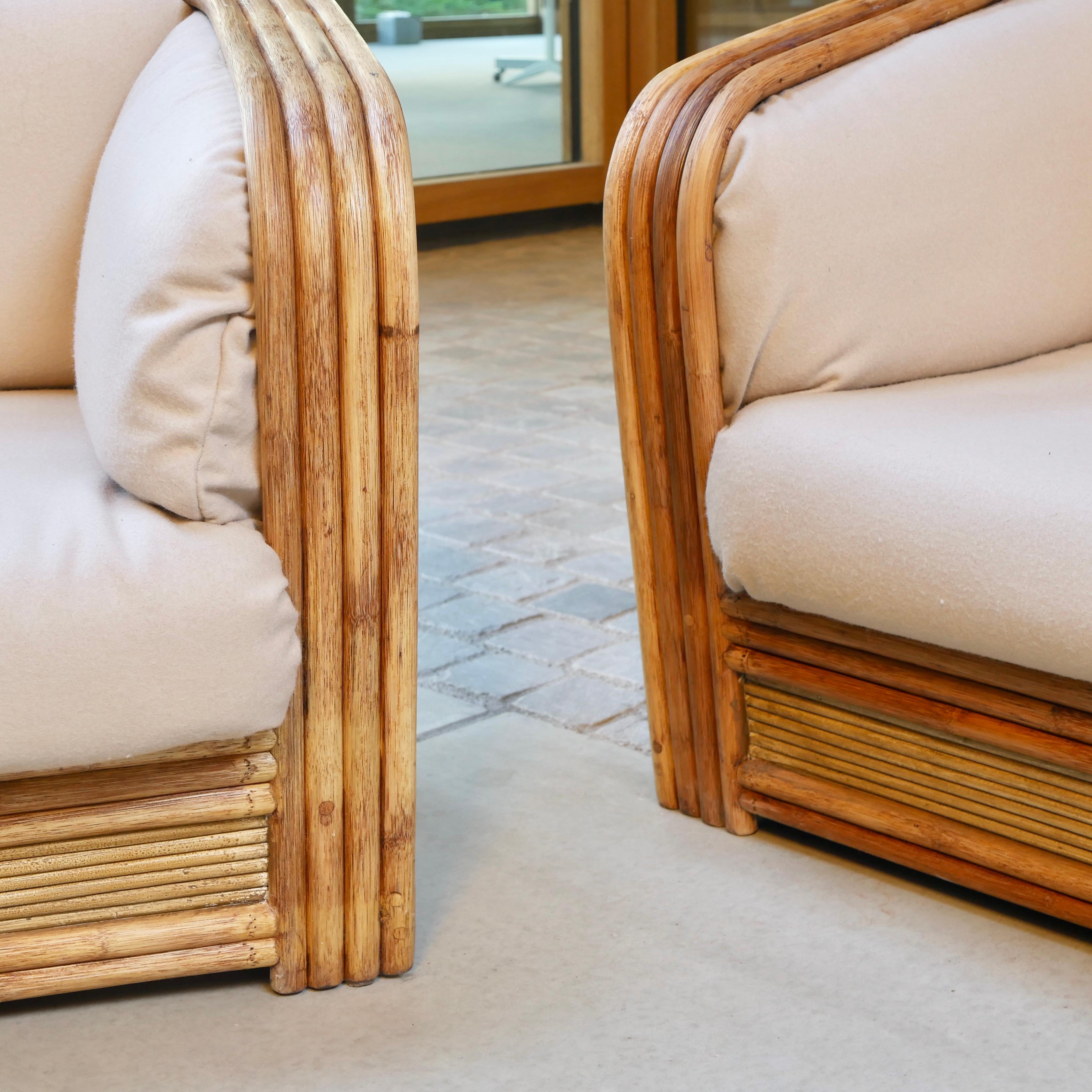 Set of two rattan armchairs by Maugrion, for Roche Bobois, France, 1980s 2