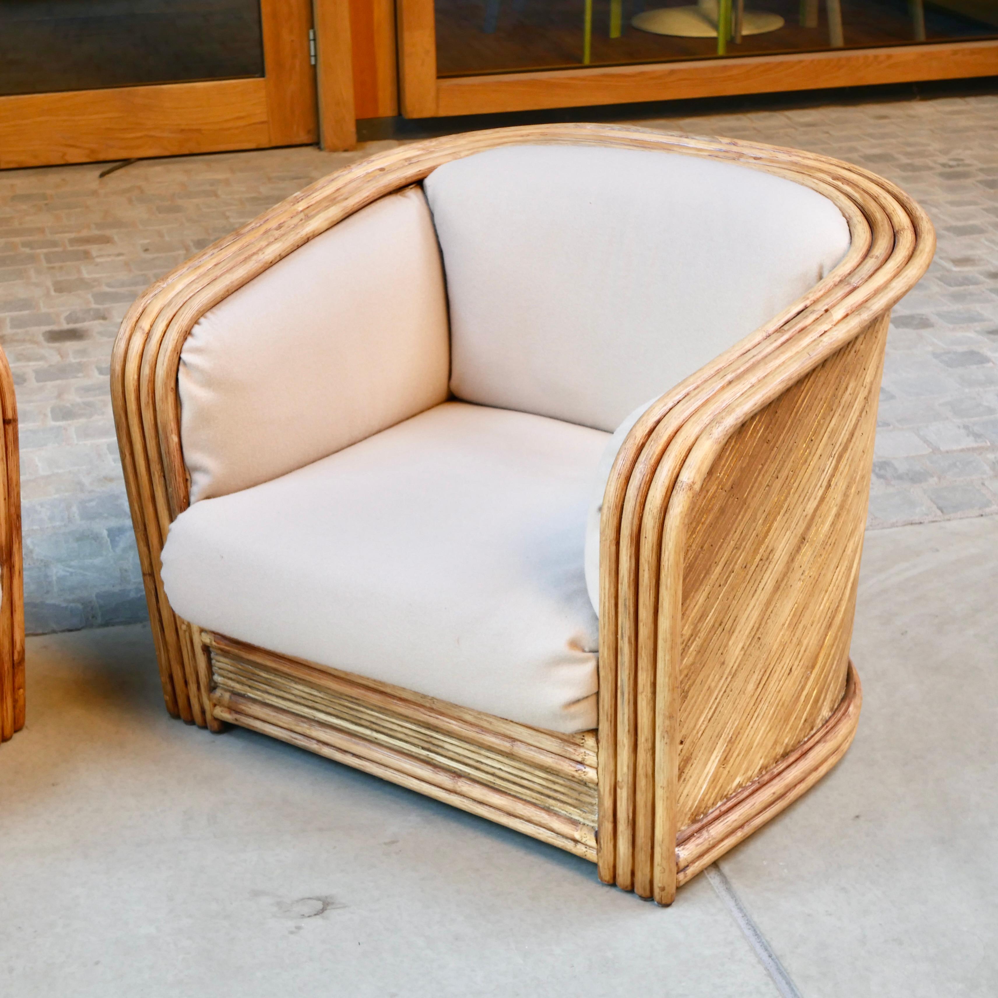 Set of two rattan armchairs by Maugrion, for Roche Bobois, France, 1980s In Good Condition In Lyon, FR
