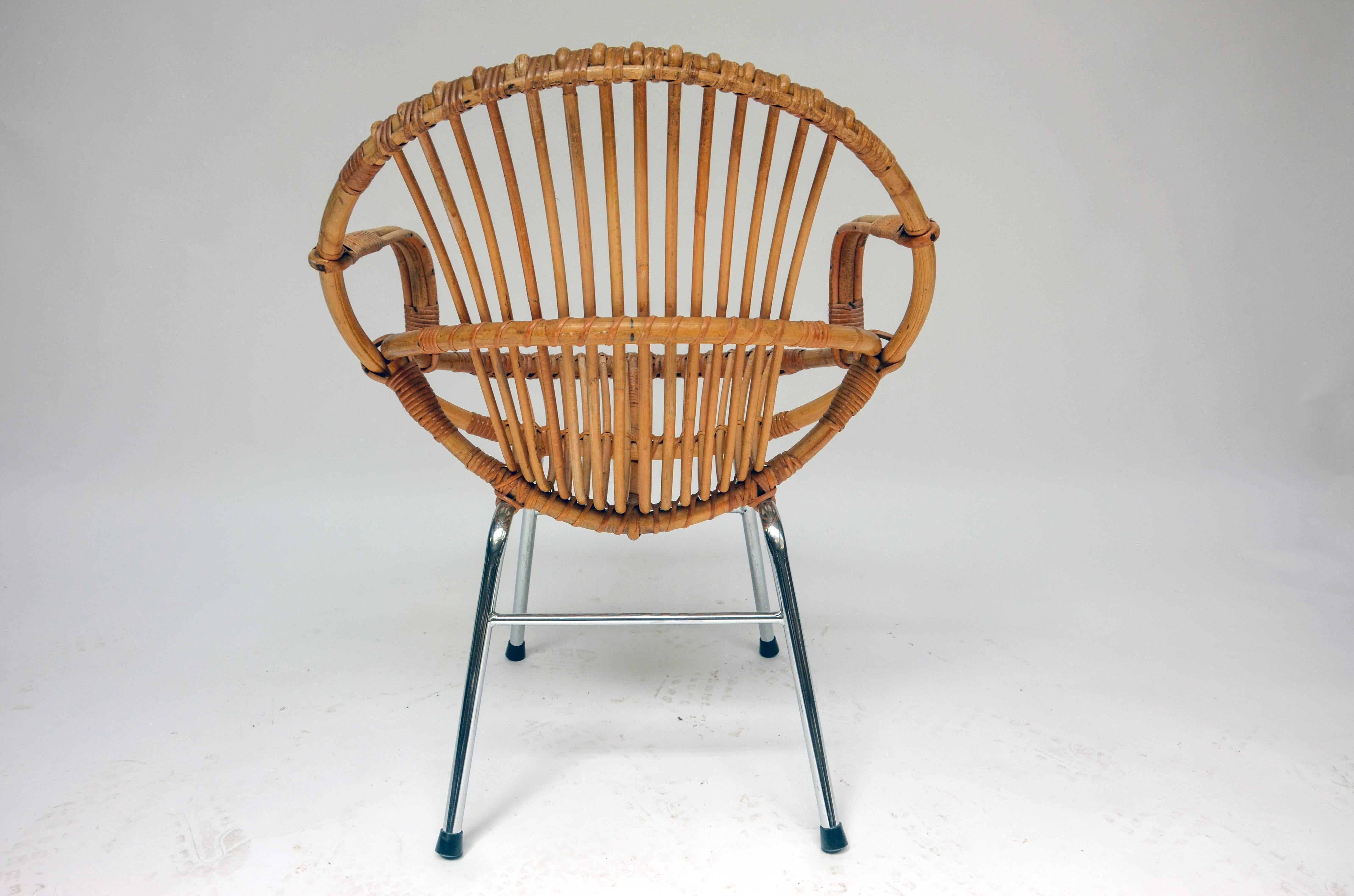 Set of Two Rattan Armchairs For Sale 1