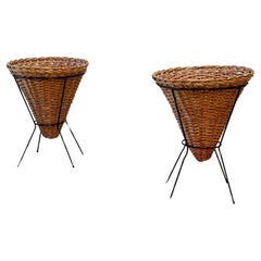 Set of two rattan baskets