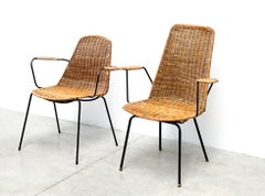 Set of Two Rattan Easy Chairs