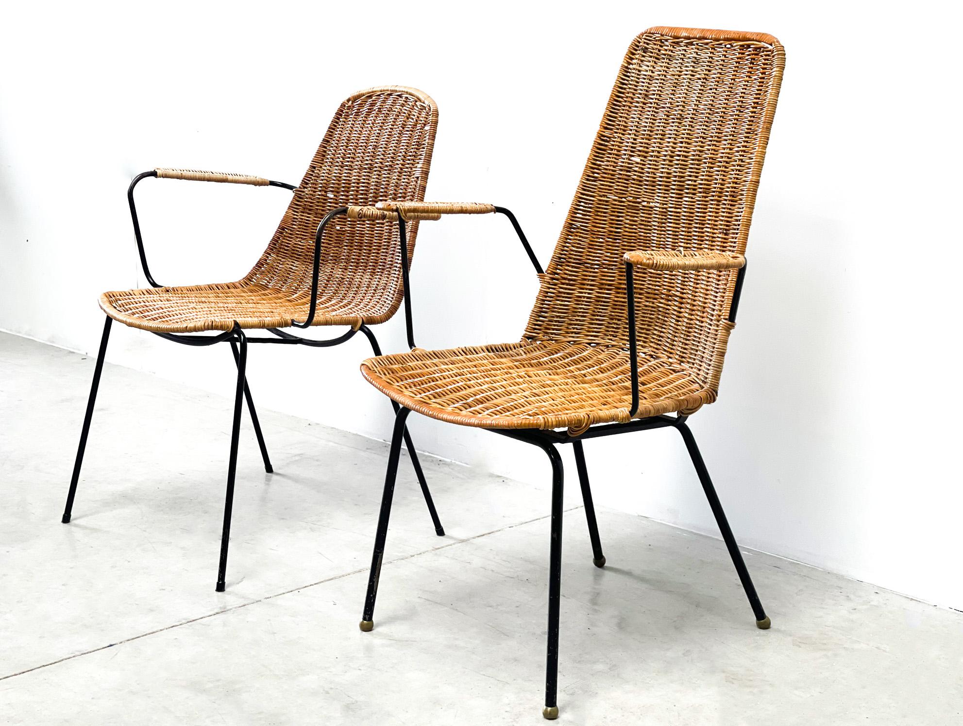 Fin du 20e siècle Ensemble de deux fauteuils en rotin en vente