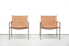 Set of Two Rattan SZ01 Dutch Designer Armchairs by Martin Visser for Spectrum