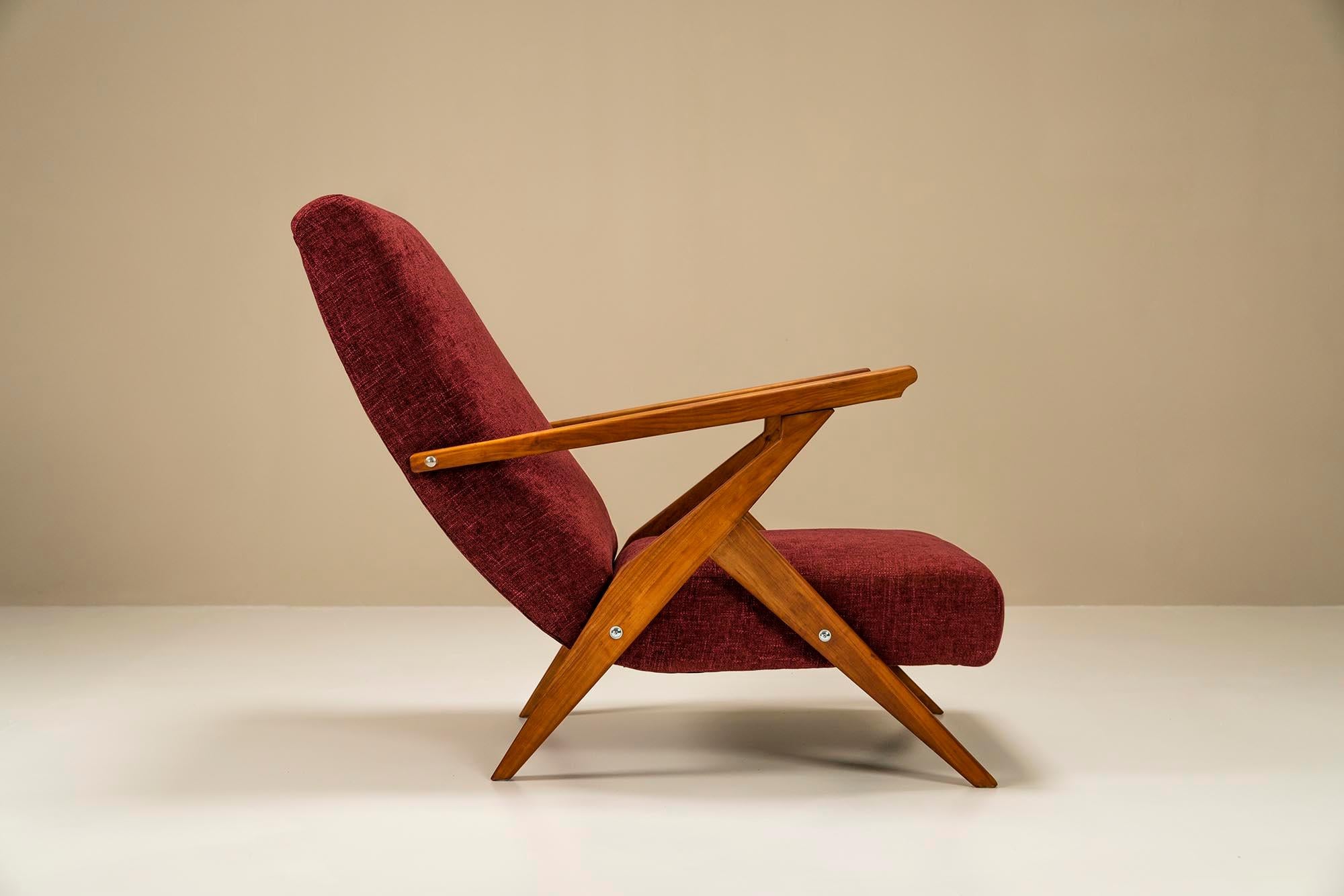 Mid-Century Modern Set of Two Reclining Lounge Chairs in the Style of Antonio Gorgone, Italy, 1950s