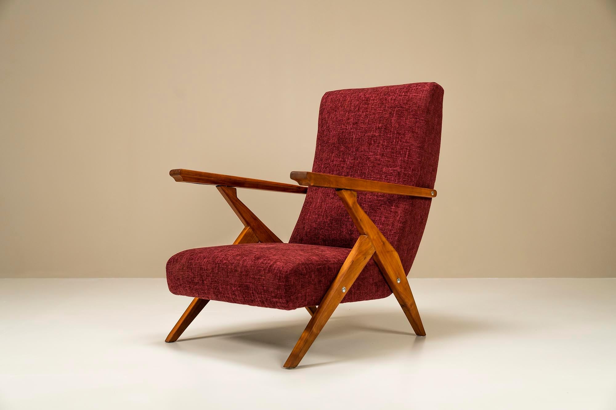 Mid-20th Century Set of Two Reclining Lounge Chairs in the Style of Antonio Gorgone, Italy, 1950s