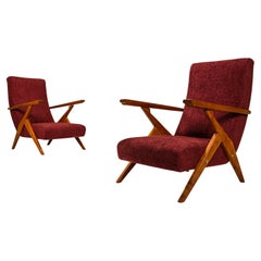 Set of Two Reclining Lounge Chairs in the Style of Antonio Gorgone, Italy, 1950s