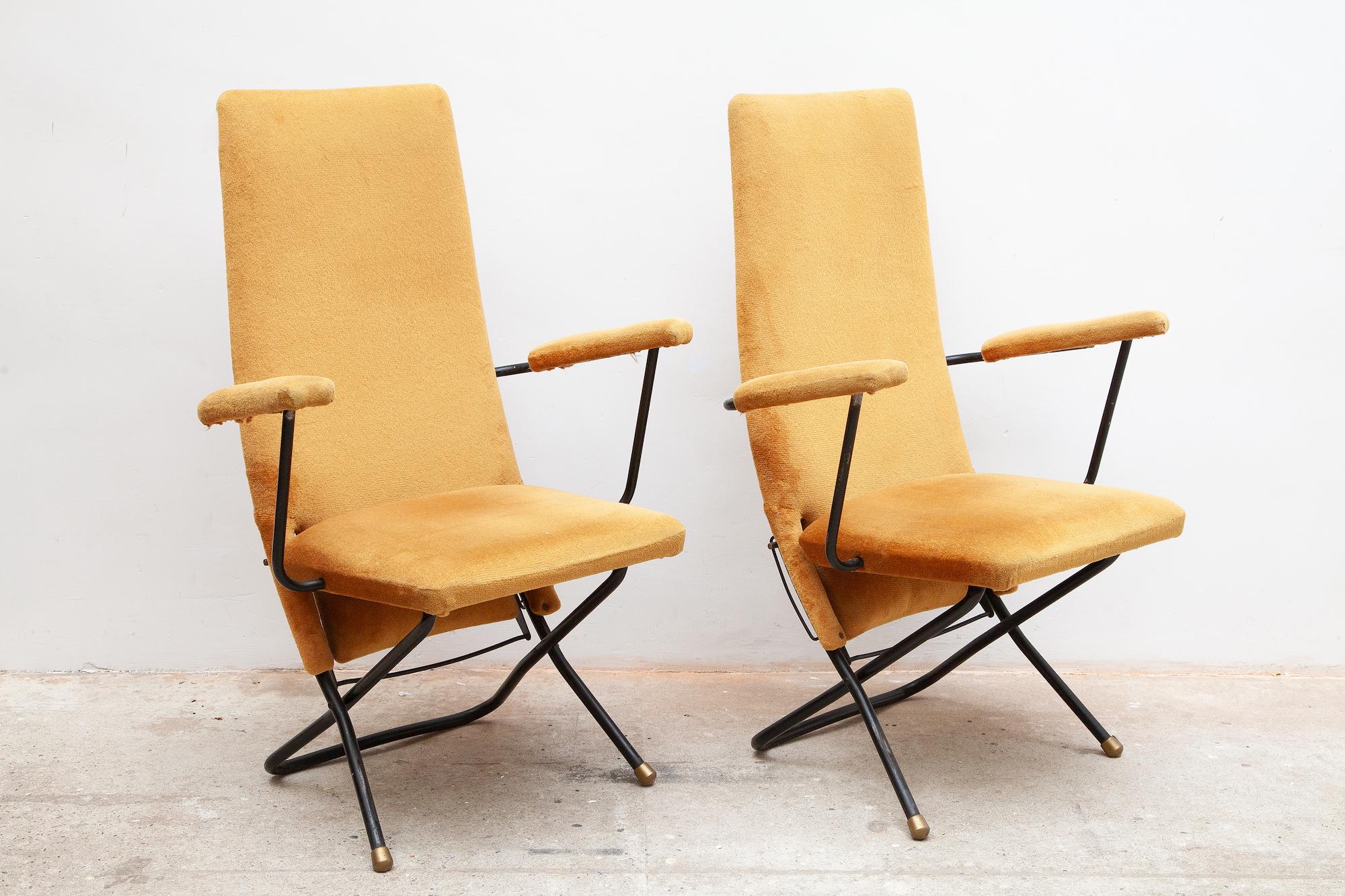 Mid-Century Modern Ensemble de deux fauteuils de salon inclinables, fauteuils, Allemagne, années 1950 en vente