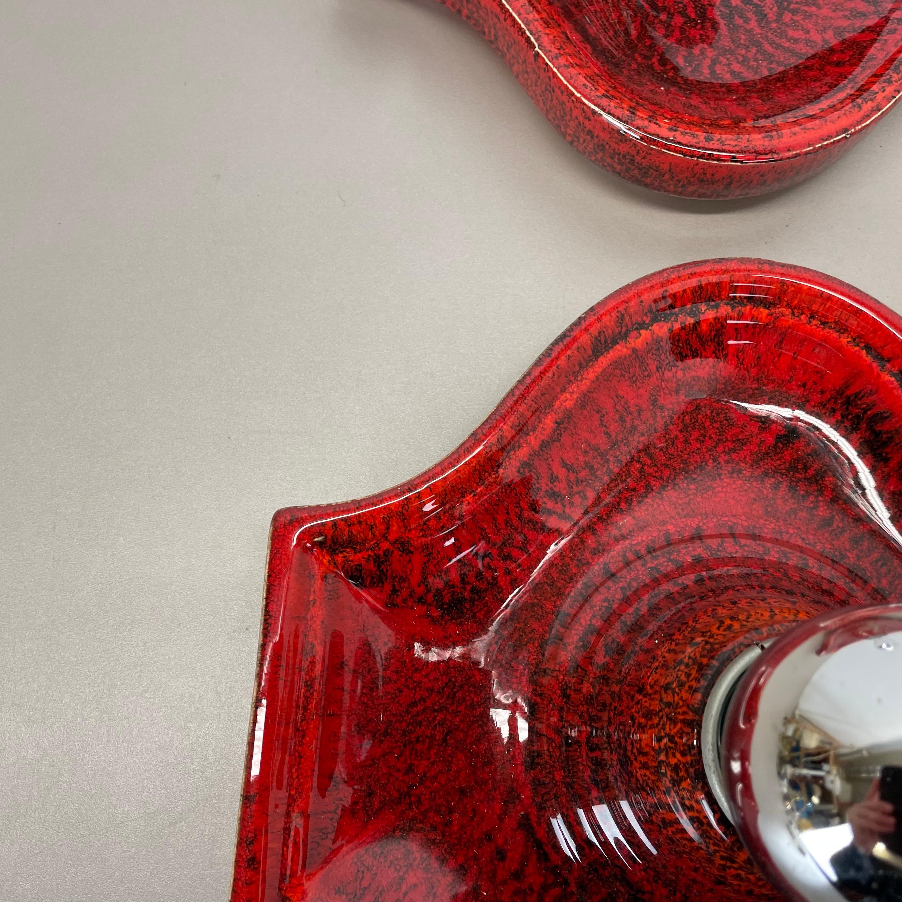 Set of Two red Ceramic Fat Lava Wall Lights by Hustadt Lights Germany 1970s For Sale 4