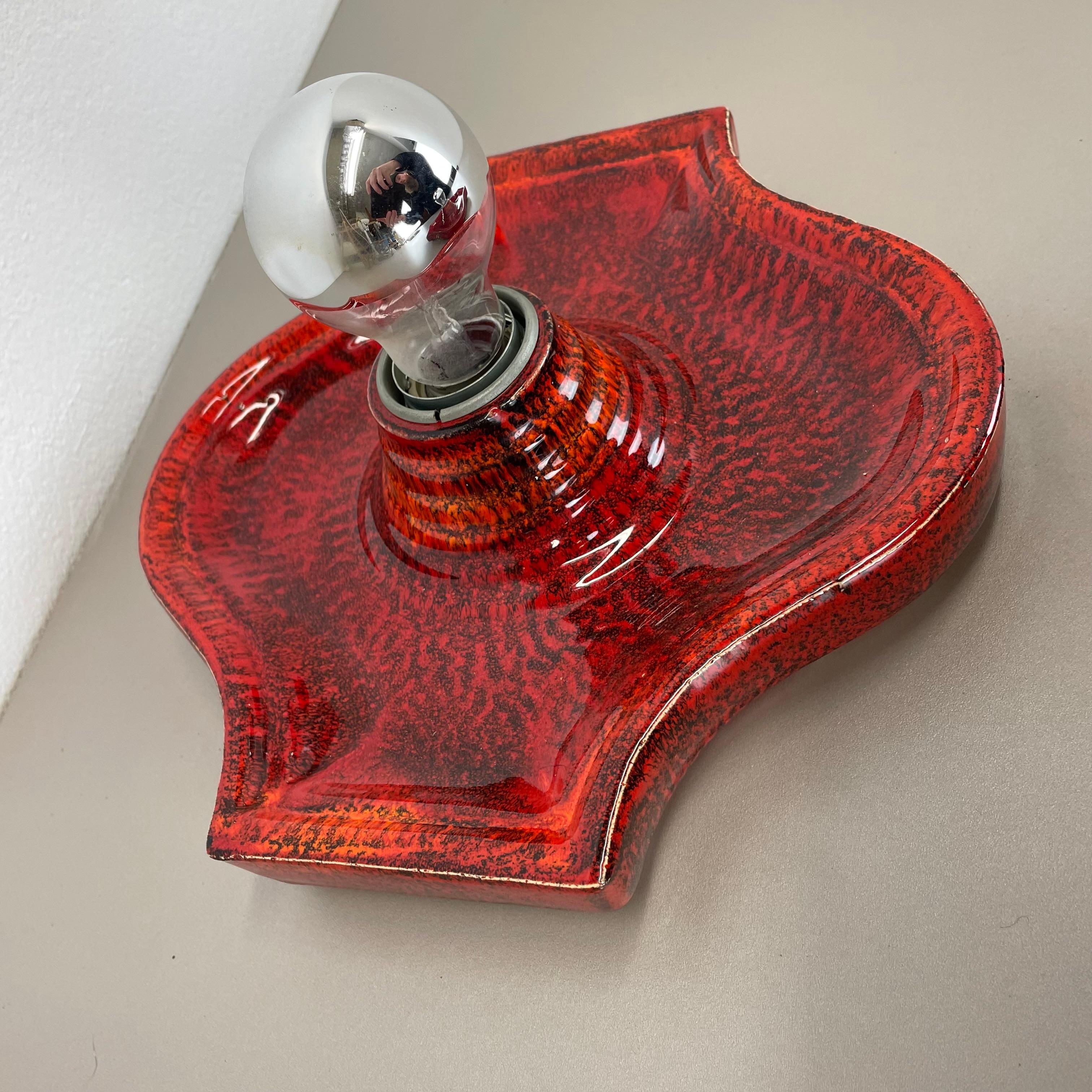Set of Two red Ceramic Fat Lava Wall Lights by Hustadt Lights Germany 1970s For Sale 7