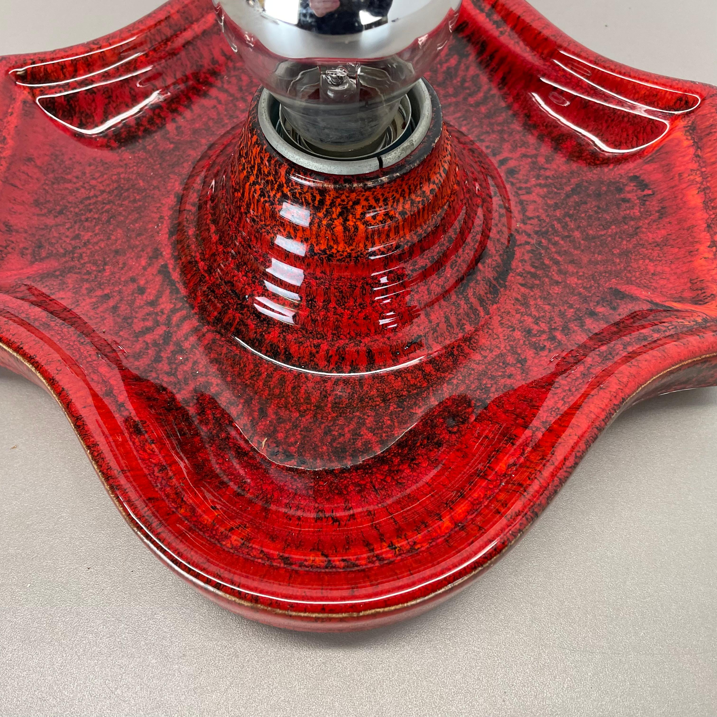 Set of Two red Ceramic Fat Lava Wall Lights by Hustadt Lights Germany 1970s For Sale 1