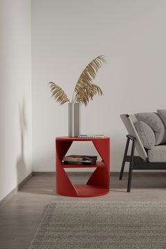 Set of Two MYDNA Side Table, Contemporary Nightstand in Red by Joel Escalona