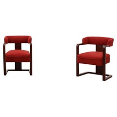 Set di due sedie Art Déco rivestite di rosso, Belgio, 1920 ca.