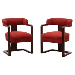 Set di due sedie Art Déco rivestite di rosso, Belgio, 1920 ca.