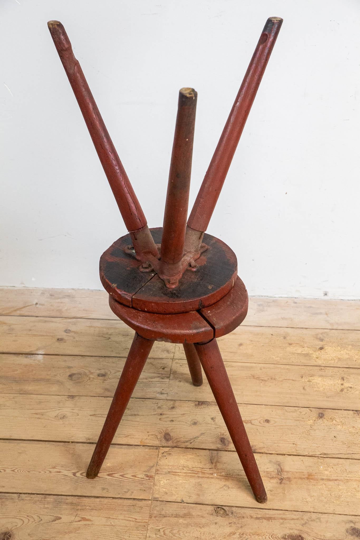 Wood Set of two Red wooden stools For Sale