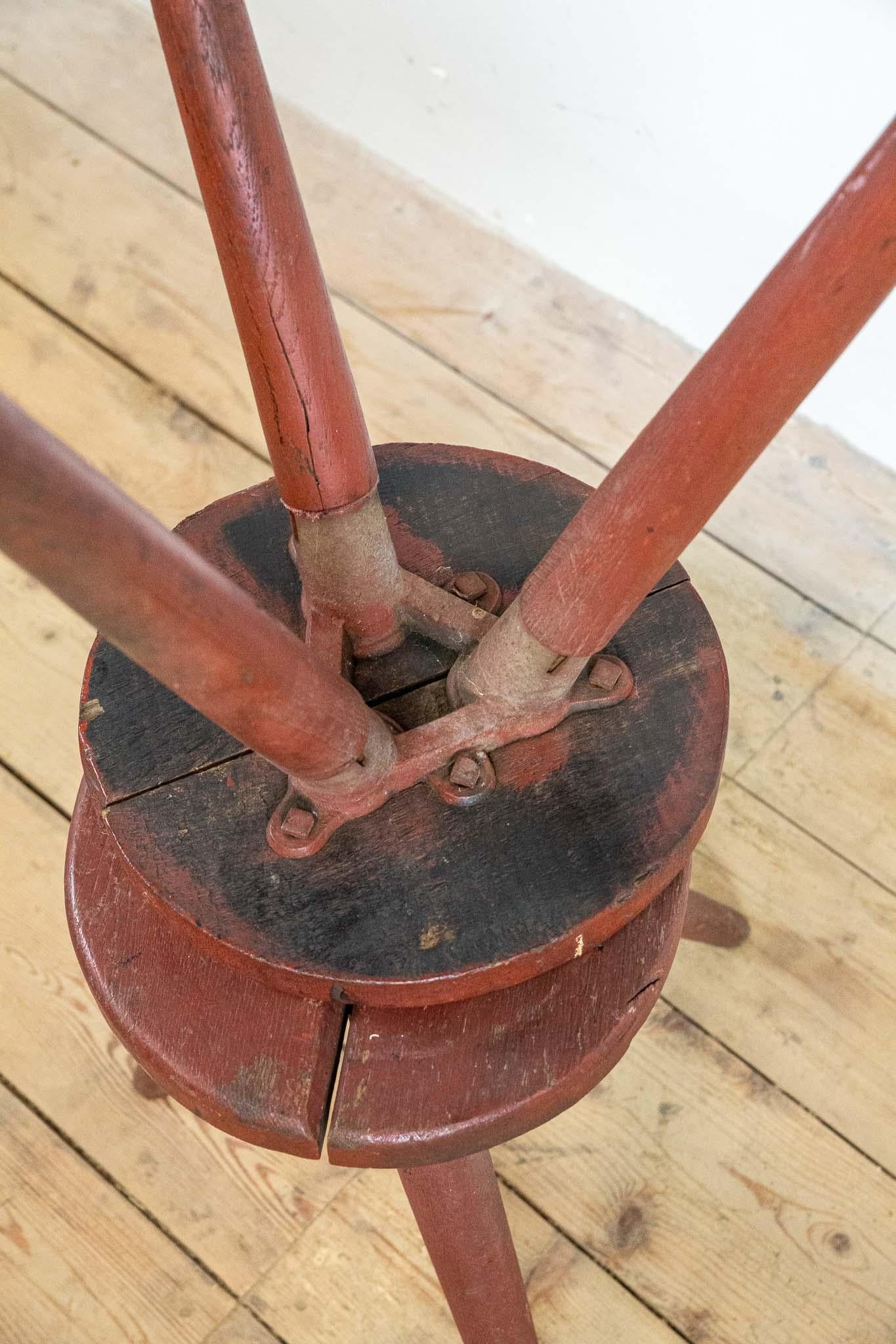 Set of two Red wooden stools For Sale 1